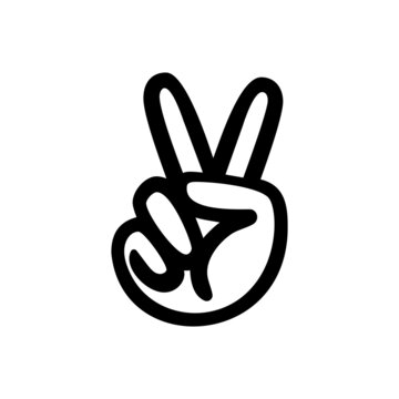 Hand gesture peace sign. Two finger or victory symbol isolated on white background. Vector EPS 10