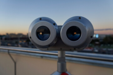 Binoculars telescope for tourists on the observation deck
