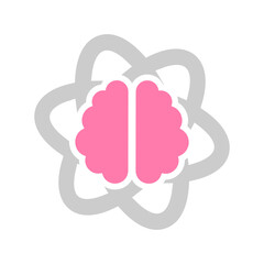 Brain with atomic powers vector icon. Brain with atom symbol of science. Vector illustration EPS 10