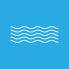 Waves linear vector icon in a trendy flat style. Waves symbol on blue background. Vector illustration EPS 10