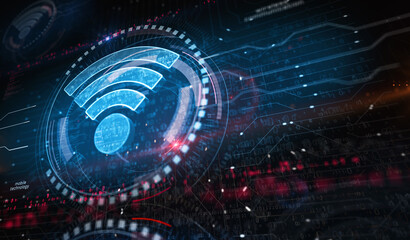 Wifi mobile network communication symbol digital concept 3d illustration