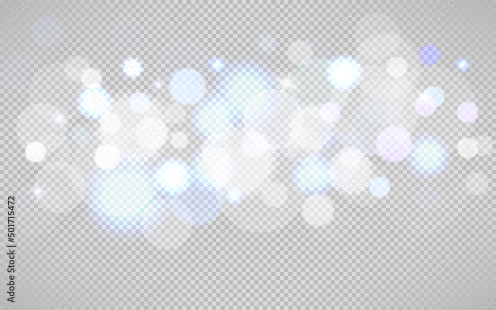 Poster bright bokeh lights effect isolated on transparent background. vector 3d illustration