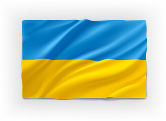 Blue and yellow waving flag of Ukraine. 3d vector illustration