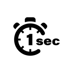 One second vector icon. Time left symbol isolated. Stopwatch black sign. Vector EPS 10