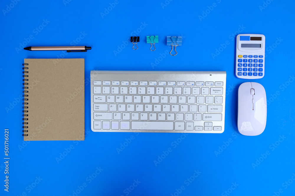 Poster computer keyboard and mouse, and accessories are included with this office workstation. it's a simpl