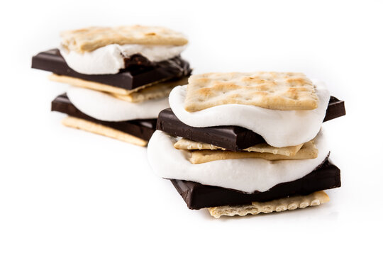 Homemade smores isolated on white background