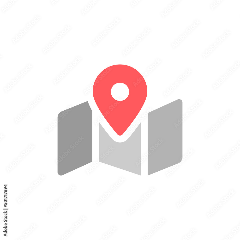 Poster map with pin vector icon. location in the map symbol isolated. vector illustration eps 10