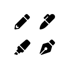 Writing Tools Collection vector icon set. Pen, pencil, marker symbols isolated. Vector illustration EPS 10