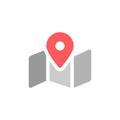 Map with pin vector icon. Location in the map symbol isolated. Vector illustration EPS 10