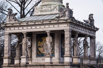 Germany, Munich- December 20,2021: The monument of Angel of Peace (Friendsengel) at the Maximilian Park in Munich.