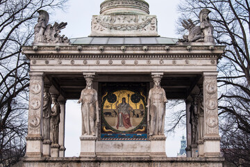 Germany, Munich- December 20,2021: The monument of Angel of Peace (Friendsengel) at the Maximilian Park in Munich.