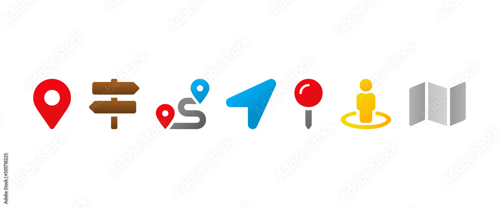 Aufkleber location icons set. gps maps and map pin symbols in gradient style isolated. vector illustration eps