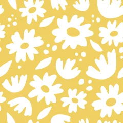 Foto op Canvas Daisy flower vector seamless pattern © artrise