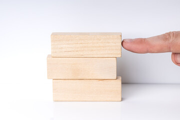 empty wooden blocks stack. template for business strategy and planning