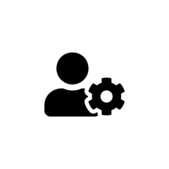 User profile settings vector icon. Account settings black flat icon in simple style isolated. User with cog. Vector EPS 10