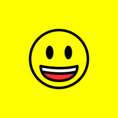 Smile emoji on yellow background. Positive emoticon symbol isolated on yellow background Vector illustration EPS 10