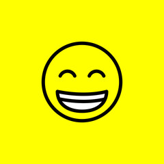 Smile emoji on yellow background. Positive emoticon symbol isolated on yellow background. Vector illustration EPS 10