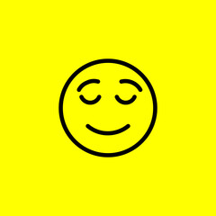 Satisfied Smile emoji on yellow background. Positive emoticon symbol isolated on yellow background. Vector illustration EPS 10
