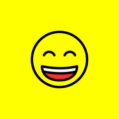 Smile emoji on yellow background. Positive emoticon symbol isolated on yellow background. Vector illustration EPS 10