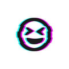 Vector icon of glitch smile emoji. Glitch emoticon symbol isolated on white background Vector EPS 10