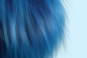 Blue soft hairstyle 3d background. Gentle and soft hair texture. Modern abstract illustration 3d render