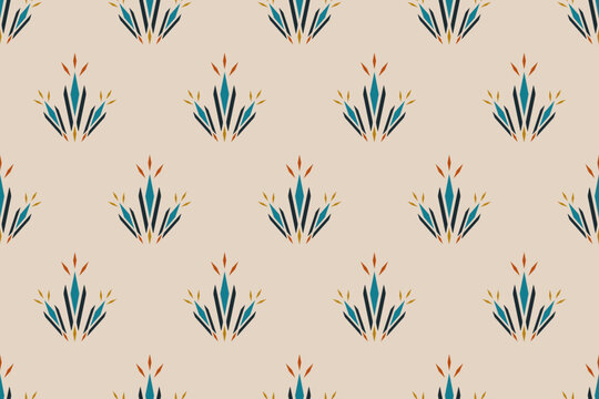 Abstract ethnic flower background. Geometric ethnic seamless pattern traditional. Design for wallpaper, vector illustration, fabric, clothing, carpet, textile, batik, embroidery.