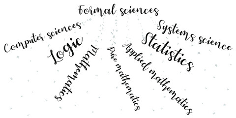 An abstract vector illustration of the list of academic fields in Formal Sciences on an isolated white background