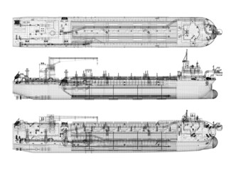 Hopper dredger scheme. Isolated on white. 3d-rendering