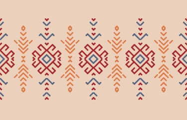 Fototapeta na wymiar Motif ethnic handmade border beautiful art. Navajo seamless pattern in tribal, folk embroidery, Mexican, Peruvian, Indian, Asia, Moroccan, Turkey, and Uzbek style. Aztec geometric art ornament print.