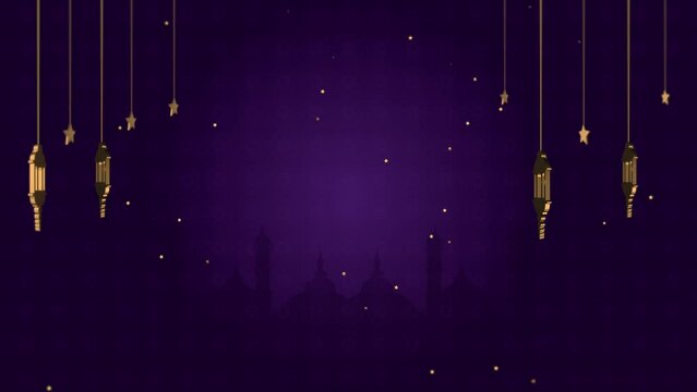 ramadan and eid mubarak background with lantern and mosque