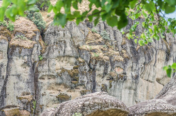 Mount Meteora near the Greek city of Kalambaka, in western Thessaly. View of the specific rocks of...