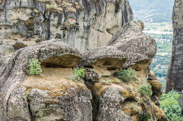 Mount Meteora near the Greek city of Kalambaka, in western Thessaly. View of the specific rocks of Mount Meteor in Greece.