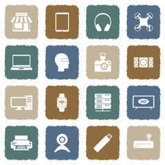 Electronics Store Icons. Grunge Color Flat Design. Vector Illustration.