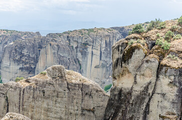 Mount Meteora near the Greek city of Kalambaka, in western Thessaly. View of the specific rocks of Mount Meteor in Greece.