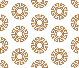 Circle greek seamless pattern with round meander borders.
