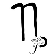 Capricorn zodiac sign. Flower decor