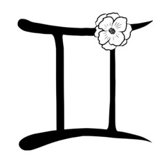 Gemini zodiac sign. Flower decor