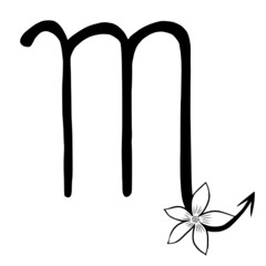 Scorpio zodiac sign. Flower decor