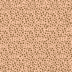 Vintage polka dot pattern, round pebbles. Seamless pattern with large and small ovals in brown, various foliage and butterflies. Summer simple print. Vector print.