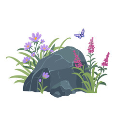 stone and flowers