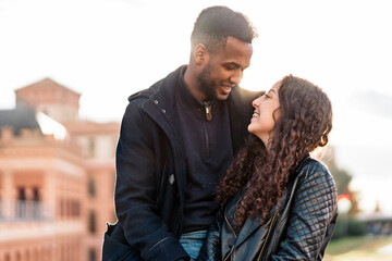 Happy Young Interracial Couple Smiling