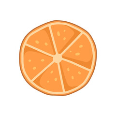 Fototapeta na wymiar Round slice of orange in cartoon style. Vector isolated fruit food illustration.