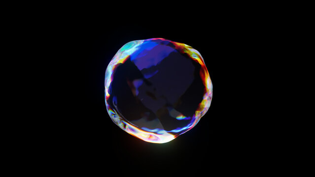 3d rendered abstract sphere with detailed reflection and dispersion.