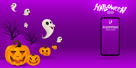 Halloween background For a party and sale on Halloween night.Happy Halloween banner.
