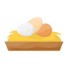 assortment of fresh eggs on nest Concept, Egg Collection vector color icon design, Poultry farming symbol, Meat or Eggs Production Sign, Protein and farmyard equipment stock illustration