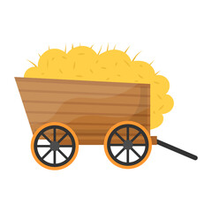 Poultry Farm Trolley Concept, Filled Feed Cart  vector color icon design, Poultry farming symbol, Meat or Eggs Production Sign, Protein and farmyard equipment stock illustration