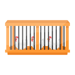 Sturdy Spacious wooden hen cage for Varied Animals Concept, hen livery vector color icon design, Poultry farming symbol, Meat or Eggs Production Sign, Protein and farmyard equipment stock illustration © shmai
