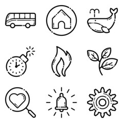Life Flat Icon Set Isolated On White Background