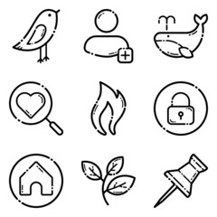 Life Flat Icon Set Isolated On White Background