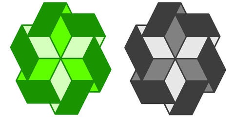 Vector image of a geometric figure star created from rhombuses